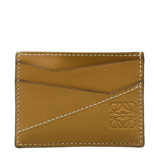 Loewe Card Case Puzzle Stitch Plain Card Holder C510320x03 Beige Leather