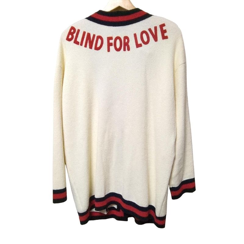 Gucci Cardigan Size S Women's - 459742-X7a05 Ivory X Dark Navy X Red Long Sleeve