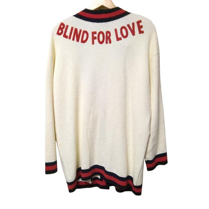 Gucci Cardigan Size S Women's - 459742-X7a05 Ivory X Dark Navy X Red Long Sleeve