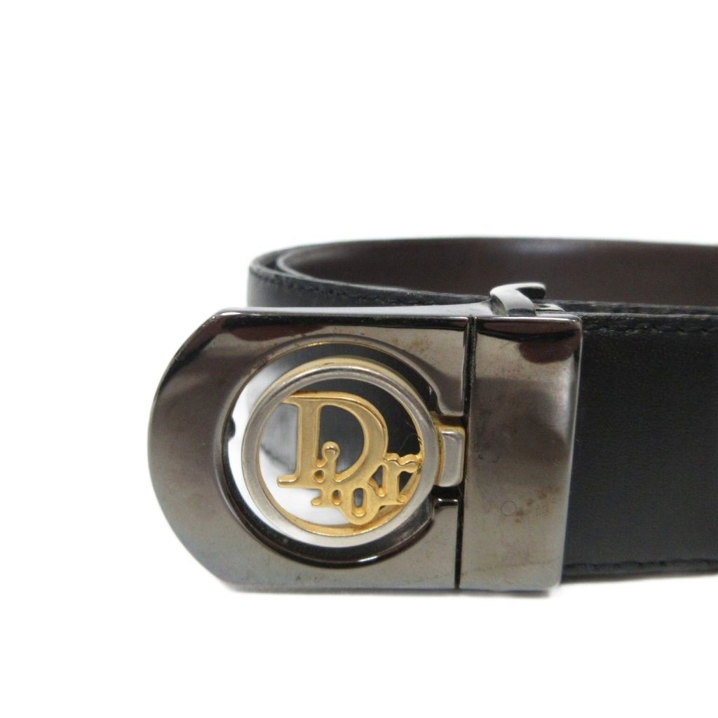 Christian Dior Christian Dior Logo Buckle Belt Leather Black *Belt external