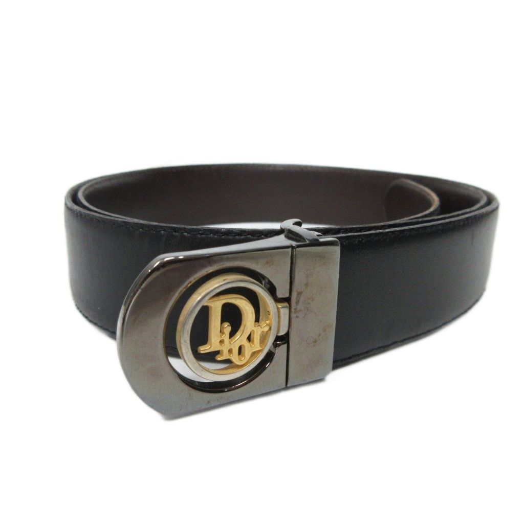 Christian Dior Christian Dior Logo Buckle Belt Leather Black *Belt external