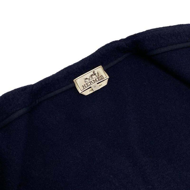 Hermes Blouson Size M Men's - H467720ha Dark Navy Long Sleeve Cashmere Blend