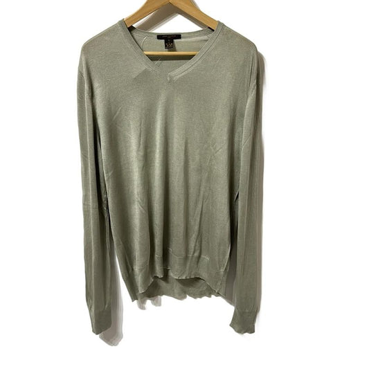 Louis Vuitton Long Sleeve Sweater Size L Men's - Light Green V-Neck Silk