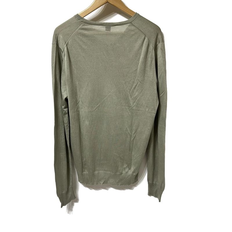 Louis Vuitton Long Sleeve Sweater Size L Men's - Light Green V-Neck Silk