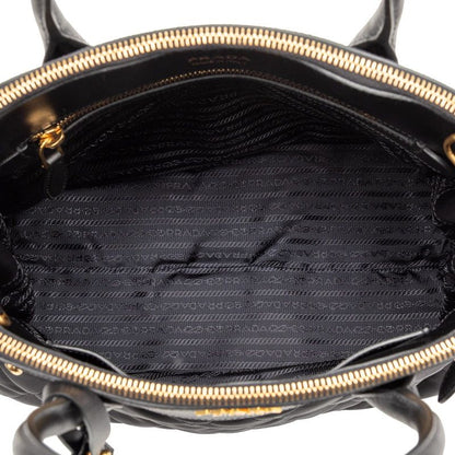 Prada Quilted Handbag Shoulder Bag 2WAY 1ba079 Black Nylon Saffiano Leather