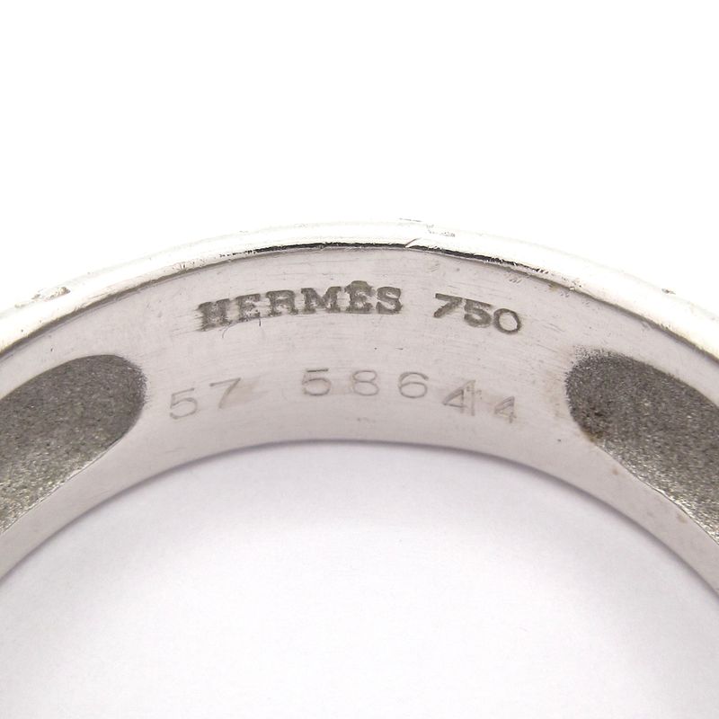 Hermes Ring 57 Toubu 18k White Gold Total Weight: 9.2g