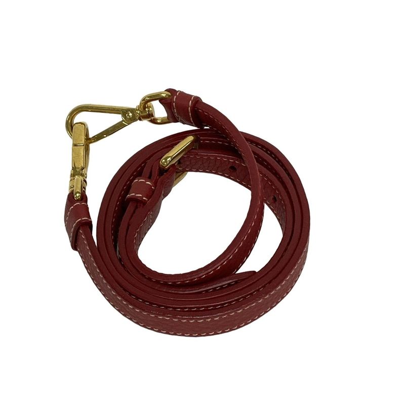 Prada Tote Bag Logo Jacquard Beige X Red Leather Tag Leather