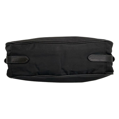 Prada Shoulder Bag Logo Jacquard Black Leather Tag Leather