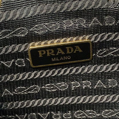 Prada Handbag Duet Logo Jacquard 1bh038 Black Draw String Shape Leather