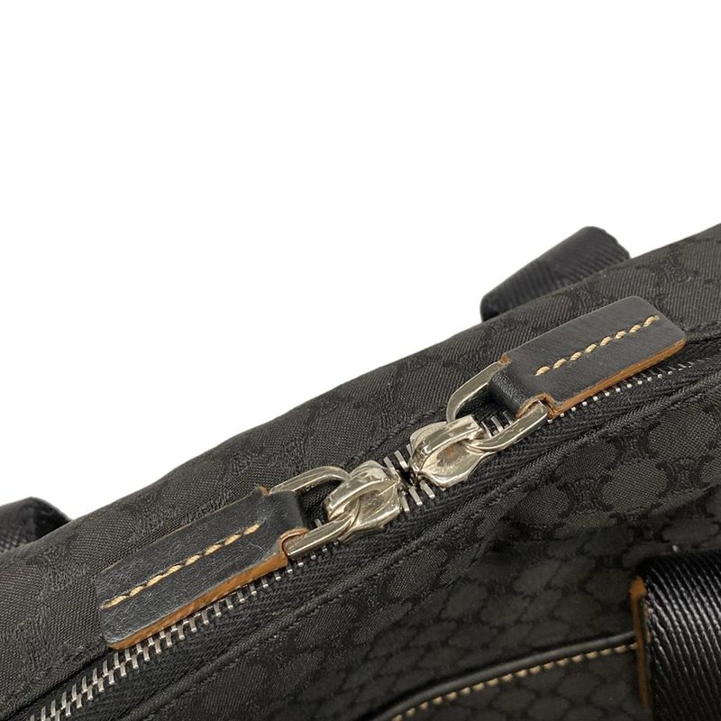 Celine Boston Bag Macadam Pattern Black Leather