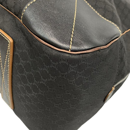 Celine Boston Bag Macadam Pattern Black Leather