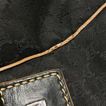 Celine Boston Bag Macadam Pattern Black Leather