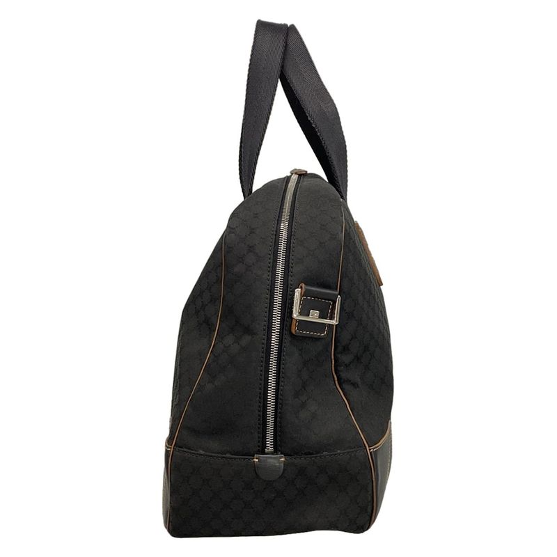 Celine Boston Bag Macadam Pattern Black Leather