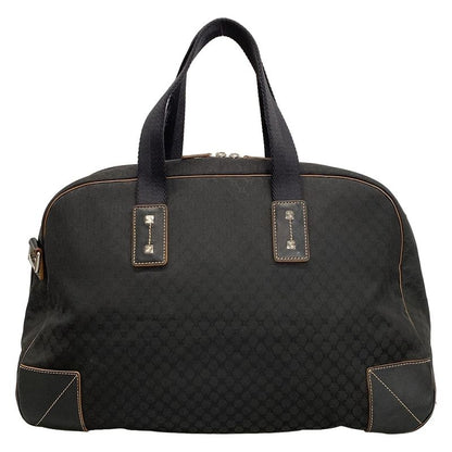 Celine Boston Bag Macadam Pattern Black Leather