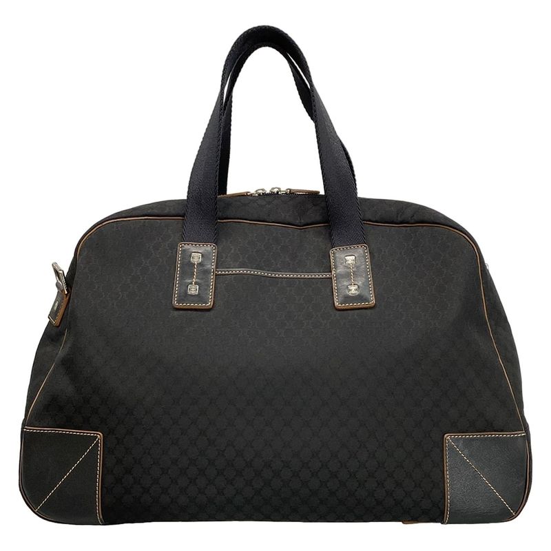 Celine Boston Bag Macadam Pattern Black Leather