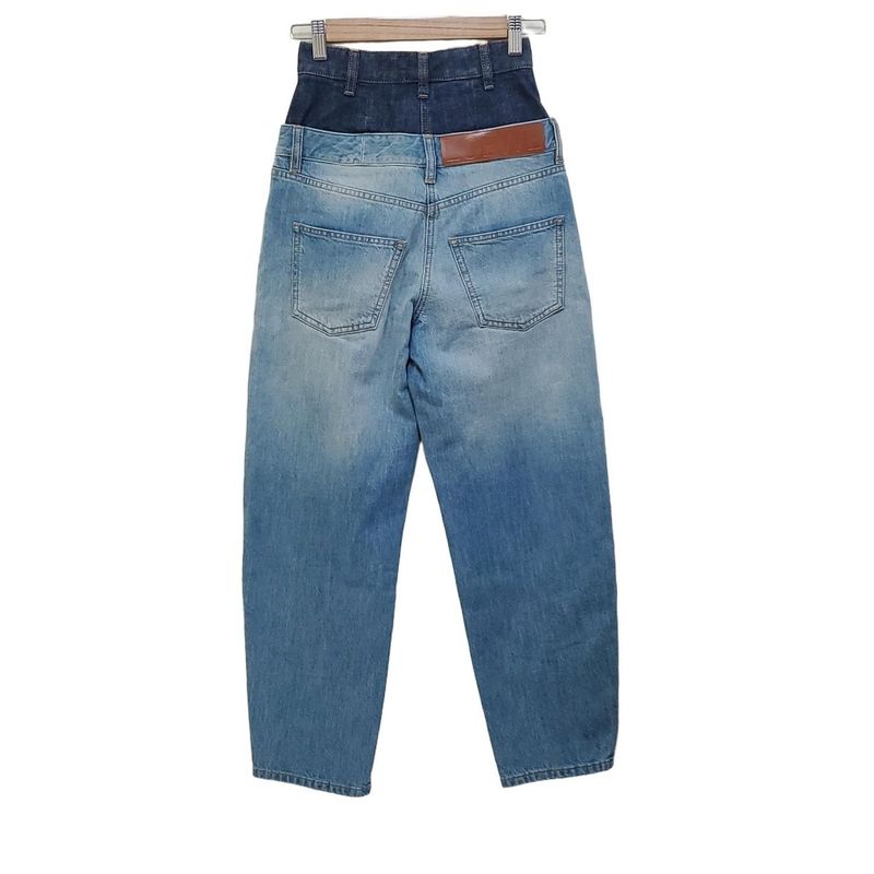 Loewe Jeans Size 32 XS Women's Trompe L'oeil Double Waist Denim Pants S540y11x27
