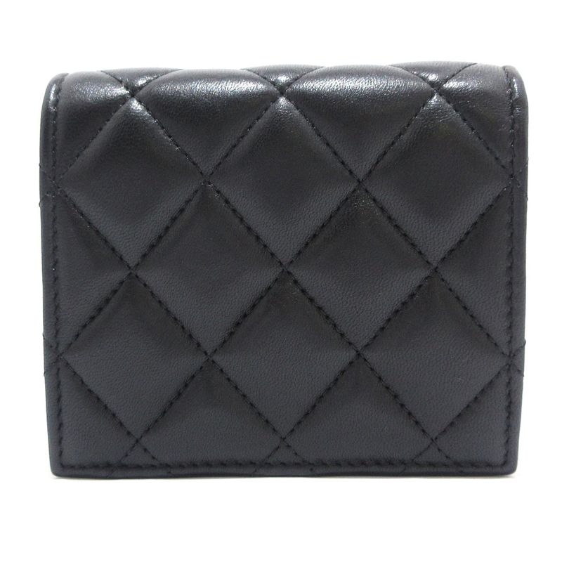 Chanel Bifold Wallet Matelasse Ap3407 Black Silver Hardware Lambskin