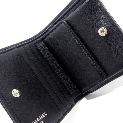 Chanel Bifold Wallet Matelasse Ap3407 Black Silver Hardware Lambskin