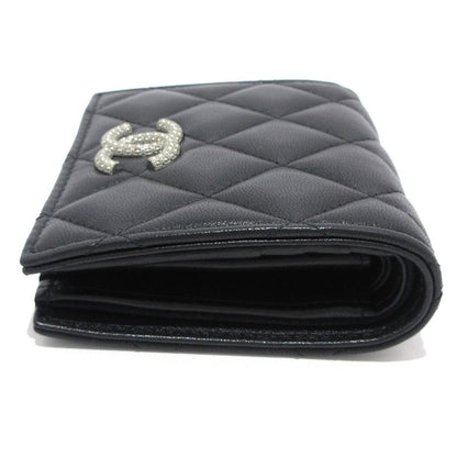 Chanel Bifold Wallet Matelasse Ap3407 Black Silver Hardware Lambskin
