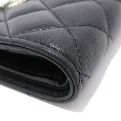 Chanel Bifold Wallet Matelasse Ap3407 Black Silver Hardware Lambskin