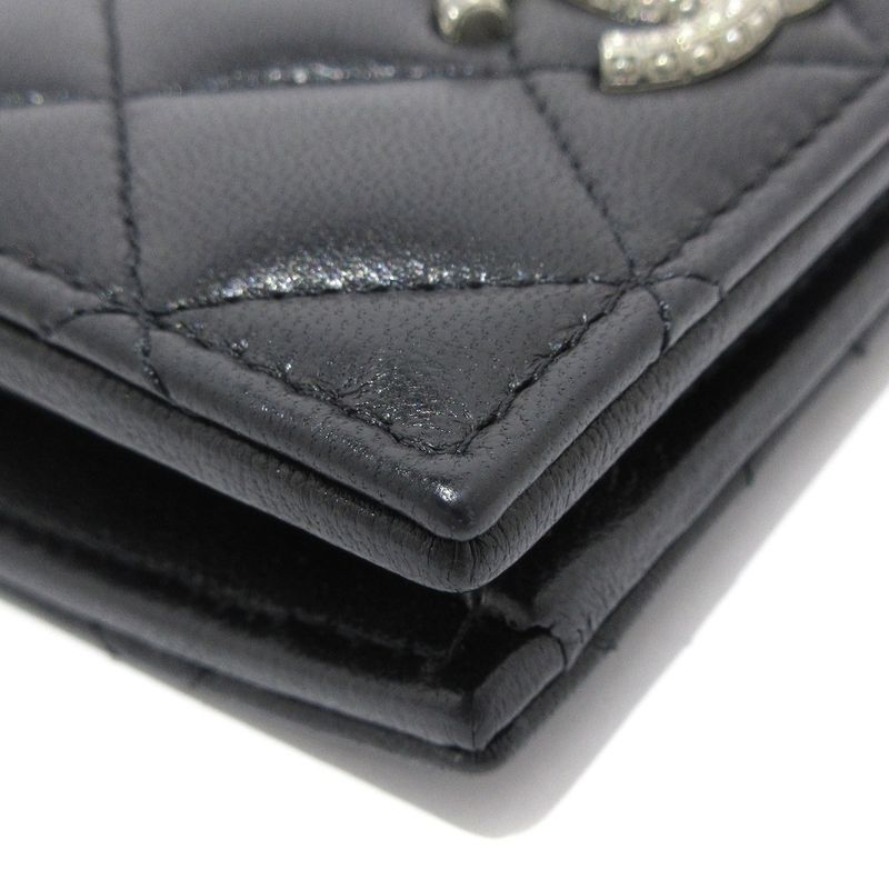 Chanel Bifold Wallet Matelasse Ap3407 Black Silver Hardware Lambskin