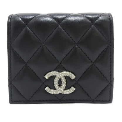 Chanel Bifold Wallet Matelasse Ap3407 Black Silver Hardware Lambskin
