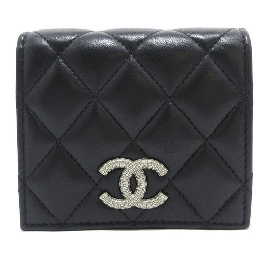 Chanel Bifold Wallet Matelasse Ap3407 Black Silver Hardware Lambskin