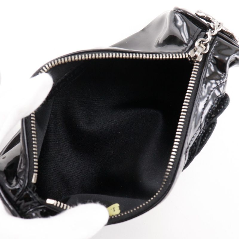 Chanel Camellia Enamel Black Ladies Pouch