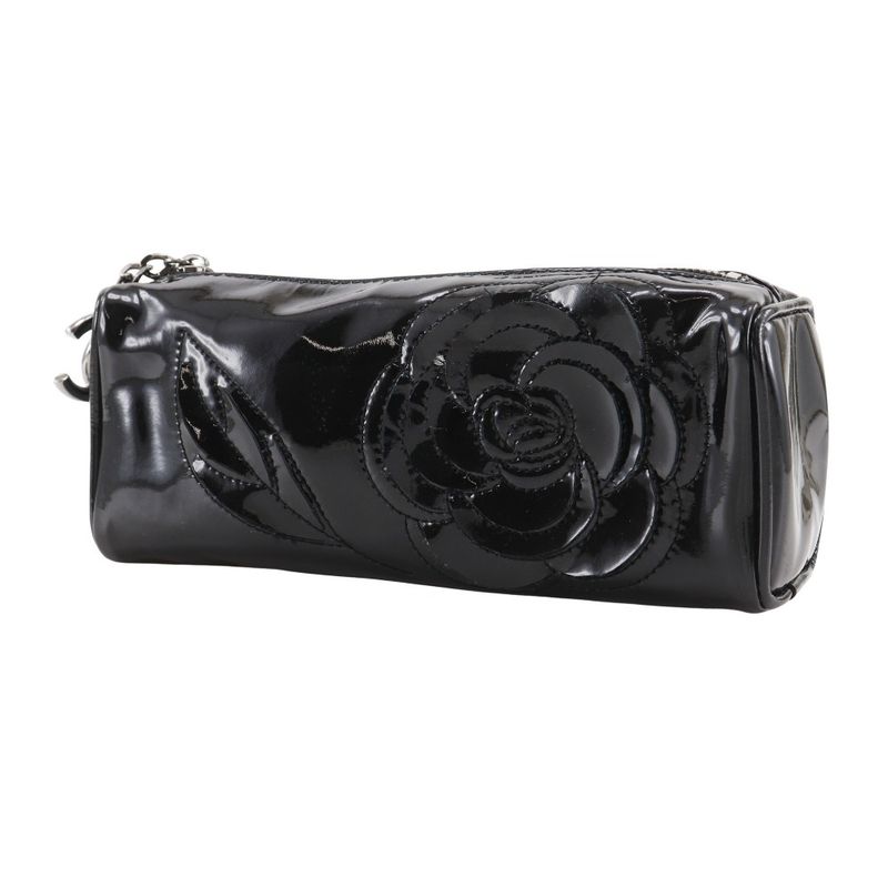 Chanel Camellia Enamel Black Ladies Pouch
