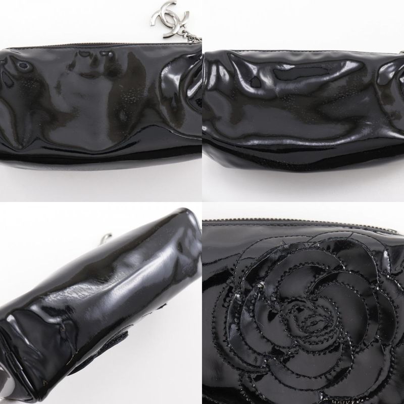 Chanel Camellia Enamel Black Ladies Pouch