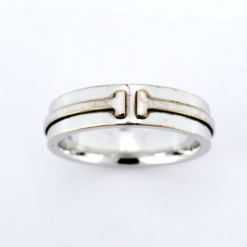 Tiffany & Co Ring T Narrow 18k White Gold White Gold No 20 Men's