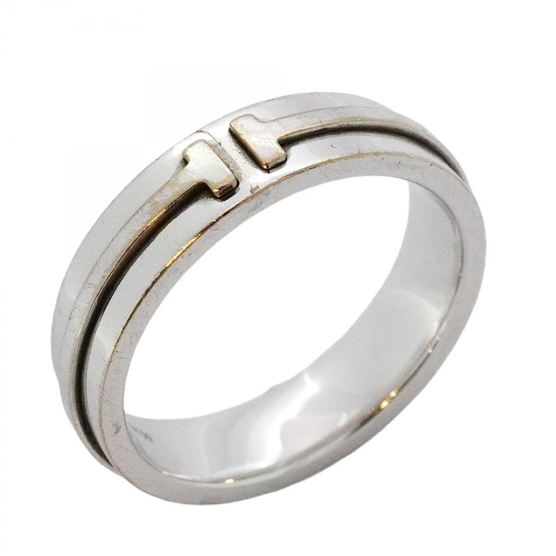 Tiffany & Co Ring T Narrow 18k White Gold White Gold No 20 Men's