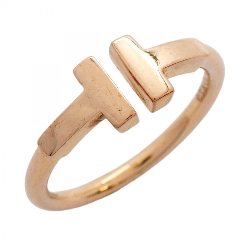 Tiffany & Co Ring T Wire 18k Pink Gold Pink Gold Size 7.5 Women's