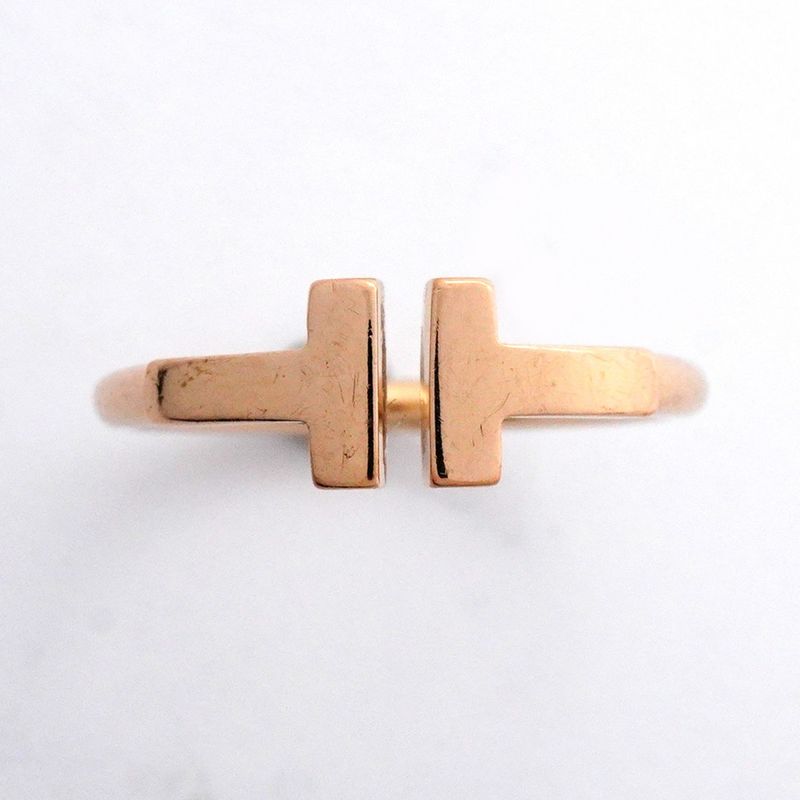 Tiffany & Co Ring T Wire 18k Pink Gold Pink Gold Size 7.5 Women's
