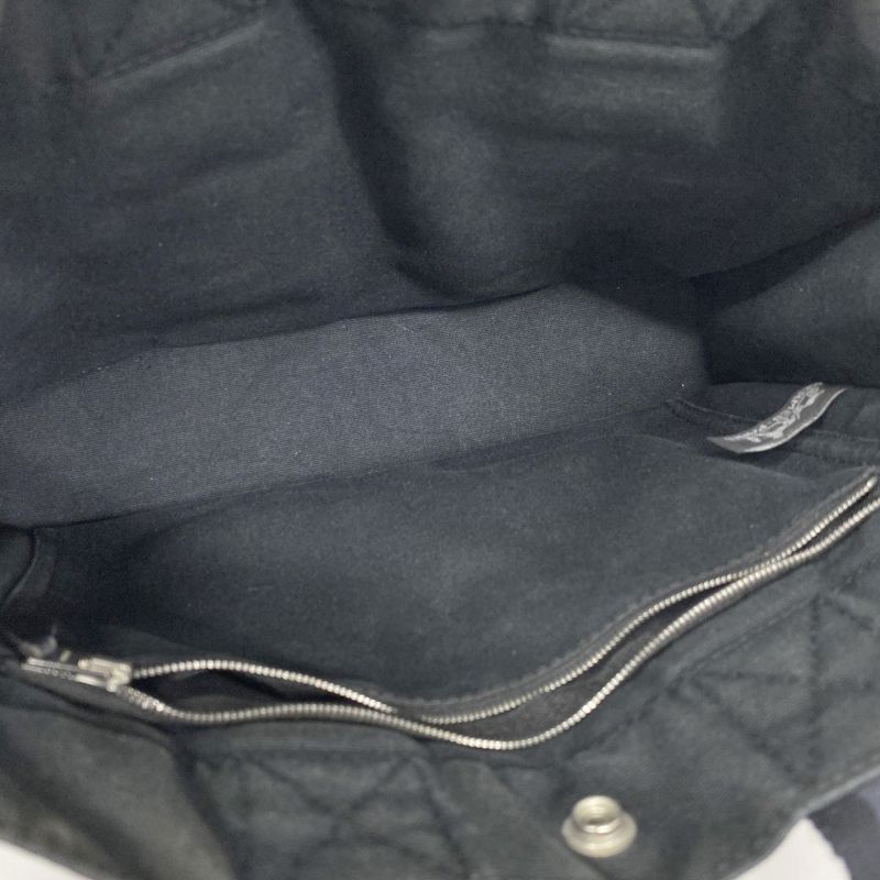 Hermes Handbag Fourre Tout PM Half Leather Canvas Leather Black Gray Silver