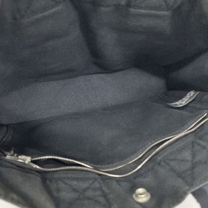 Hermes Handbag Fourre Tout PM Half Leather Canvas Leather Black Gray Silver