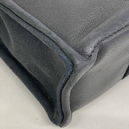 Hermes Handbag Fourre Tout PM Half Leather Canvas Leather Black Gray Silver