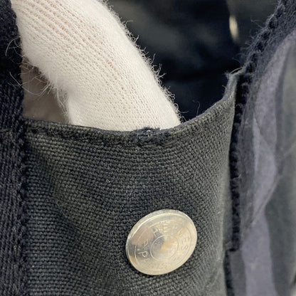 Hermes Handbag Fourre Tout PM Half Leather Canvas Leather Black Gray Silver