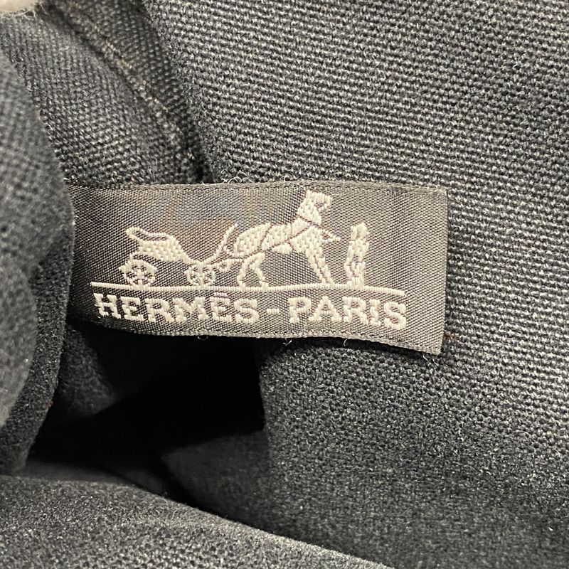 Hermes Handbag Fourre Tout PM Half Leather Canvas Leather Black Gray Silver