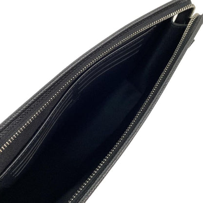 Louis Vuitton Clutch Bag Taiga Pochette Voyage M30450 Black Leather Cowhide