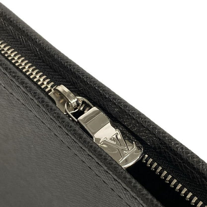 Louis Vuitton Clutch Bag Taiga Pochette Voyage M30450 Black Leather Cowhide