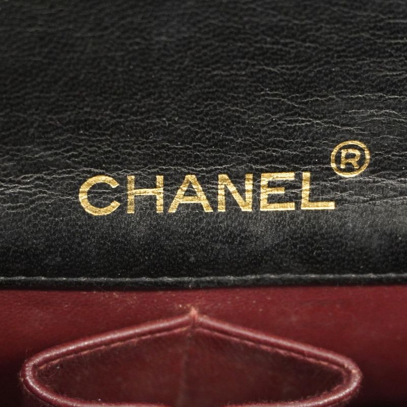 Chanel Shoulder Bag Matelasse Lambskin Black Gold Hardware Women
