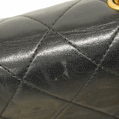 Chanel Shoulder Bag Matelasse Lambskin Black Gold Hardware Women