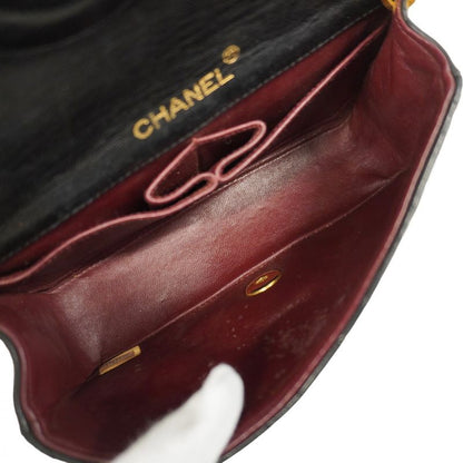 Chanel Shoulder Bag Matelasse Lambskin Black Gold Hardware Women