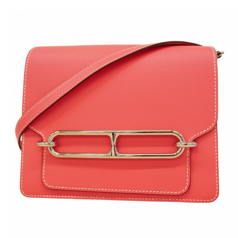 Hermes Shoulder Bag Louris 23 Evercolor Rose Tyrian Silver Hardware C Engraved