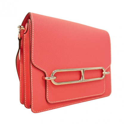 Hermes Shoulder Bag Louris 23 Evercolor Rose Tyrian Silver Hardware C Engraved