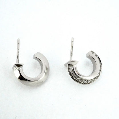 Tiffany & Co Earrings T One Hoop 18k White Gold White Gold Diamond 0.20ct Men