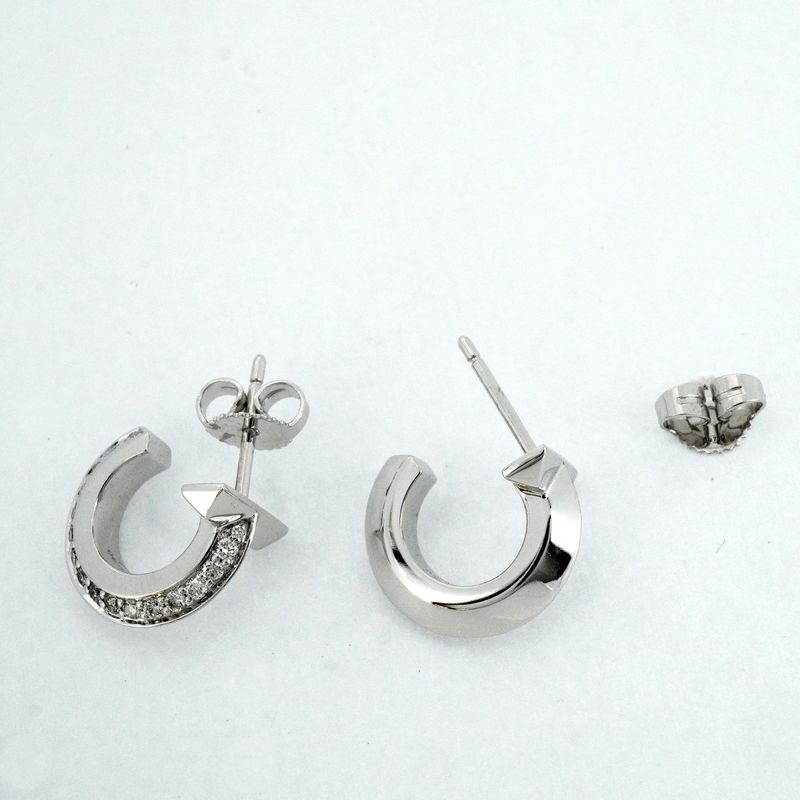 Tiffany & Co Earrings T One Hoop 18k White Gold White Gold Diamond 0.20ct Men