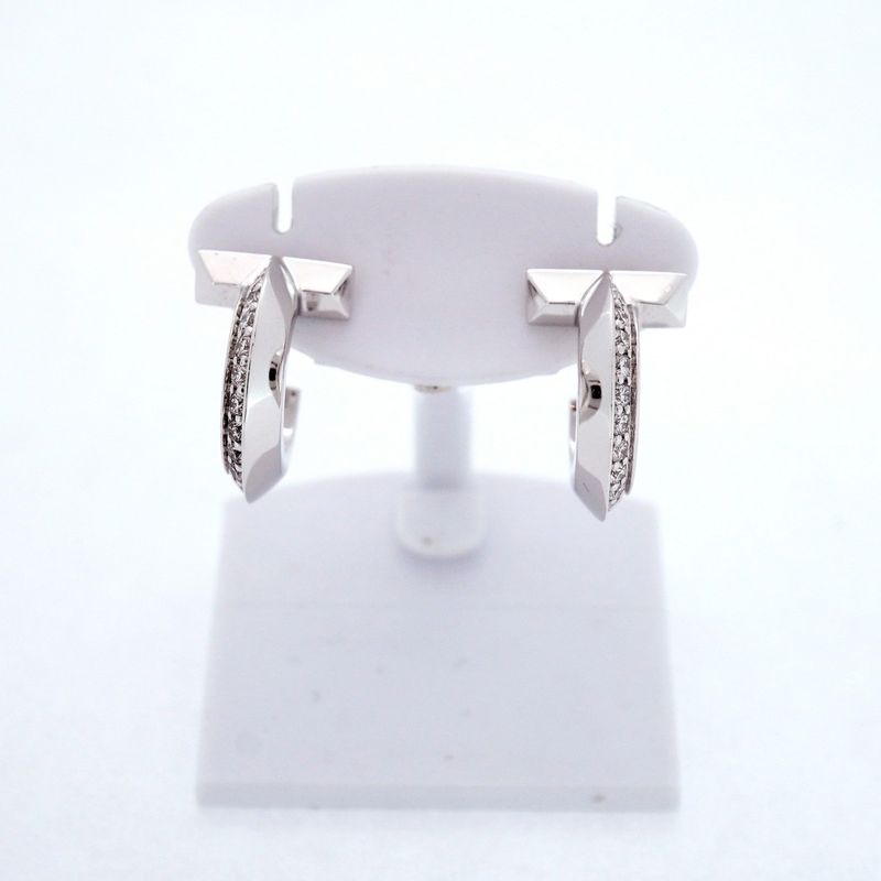 Tiffany & Co Earrings T One Hoop 18k White Gold White Gold Diamond 0.20ct Men