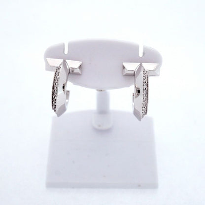 Tiffany & Co Earrings T One Hoop 18k White Gold White Gold Diamond 0.20ct Men